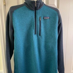 Patagonia Men's Better Sweater 1/4 zipper pocket pullover  Blue Navy Medium